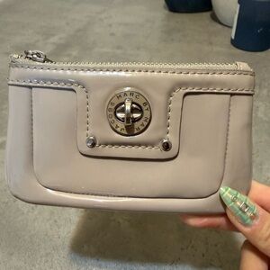 Marc Jacobs Taupe Key Wallet with Silver Accents